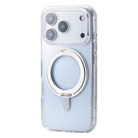 iPhone17 Pro ケース ハイブリッド 360度回転スタンド付 シルバー PM-A25CMAGSTSV エレコム 1個（直送品）