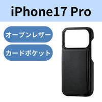 iPhone17 Pro ケース ソフトレザー カードケース機能付 ブラック PM-A25CPLORFBK エレコム 1個（直送品）