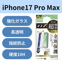 iPhone17 Pro Max ガラスフィルム 高透明 簡単貼り付けツール付 ブラック PM-A25DFLGFT エレコム 1個（直送品）