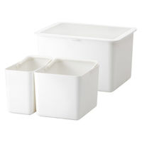 フタ付きストックケース 米びつ（インナーセット）10kg ホワイト LBK-50_W 1個 日本製 計量カップ付き ライクイット