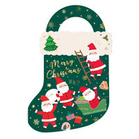 包む 持ち手付きジップバッグ ノスタルジックサンタ 5枚入 マチあり CV057 1セット(1枚×2)（直送品）