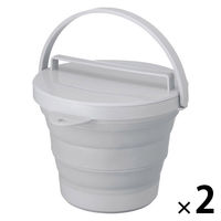 おりたためるバケツ8L 蓋付き グレー 1セット（1個×2） 伊勢藤