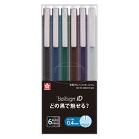 サクラクレパス ボールサインiDシングル 0.4mm 6色セット ゲルインクボールペン GBR404ー6 1個