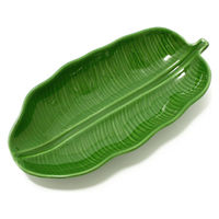 トモ・コーポレーション トレー 25cm バナナリーフ ストーンウェア グリーン 408182 1個（直送品）