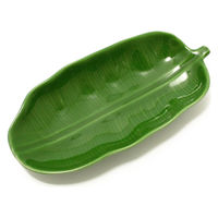 トモ・コーポレーション トレー 22cm バナナリーフ ストーンウェア グリーン 408180 1個（直送品）