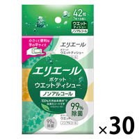 ウェットティッシュ エリエール ポケットウエットティシュー 除菌ノンアルコールタイプ 携帯用 1セット（1パック(7枚×6個入)×30）大王製紙