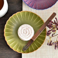 金正陶器 オリーブ菊型3.5皿 g-2329-07 1セット(10個)（直送品）