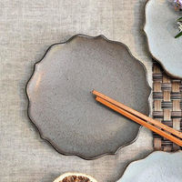 金正陶器 黒土グレーマット桔梗プレートS g-2340-05 1セット(10個)（直送品）