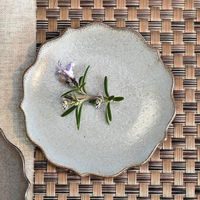 金正陶器 黒土紺マット桔梗プレートS g-2340-07 1セット(10個)（直送品）