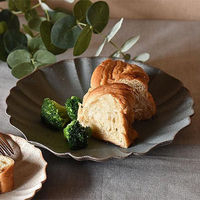 金正陶器 ロータス23cmラウンドプレート グレー ichi-0008 1セット(3個)（直送品）