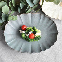 金正陶器 ロータス23cmオーバルプレート グレー ichi-0010 1セット(3個)（直送品）