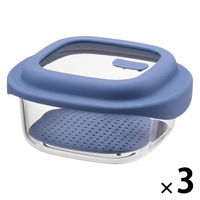 耐熱ガラス製 保存容器 1.5L ブルー LNG482 1セット（1個×3）電子レンジ・オーブン・食洗機対応 LIV PLUS