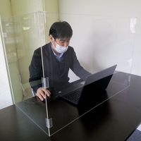 サンケーキコム 新型コロナウィルス飛沫対策用アクリル板　折りたたみタイプ　W900×H600mm　スプラッシュブロッカー　開口部なし（直送品）