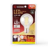 アイリスオーヤマ LED電球 E17 電球色 40形相当(440lm)  フィラメント電球 ミニボール球 小形  LDG4L-G-E17-FC １個