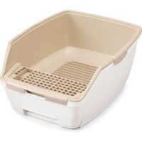 アイリスオーヤマ 猫用システムトイレ ハーフタイプ ONCH-530 ホワイト/ベージュ 1個