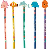 【50個セット】ジャパン・マグ　フィッシュランド　消しゴム付鉛筆　210585014　（直送品）