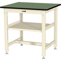 【車上渡し】山金工業 800 作業台 耐荷重800kg 全面中間棚板付 塩ビ天板 グリーン×アイボリー SVRH-975S2-GI 1台（直送品）