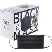 MSソリューションズ 不織布マスク 黒 ふつうサイズ(個包装) 50枚入/箱 PL-FM03BK50E 1箱（50枚入）