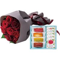 アデリー バラブーケレッド8本&フィナンシェ&ワイルドストロベリーティーバッグセット9個 WEWFT10+RB-R8 1箱（直送品）