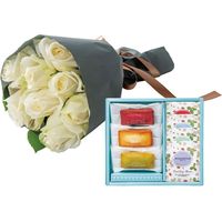 アデリー バラブーケホワイト8本&フィナンシェ&ワイルドストロベリーティーバッグセット7個 WEWFT8+RB-W8 1箱（直送品）