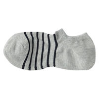 無印良品 メンズ 紳士 足なり直角 スニーカーイン ボーダー ２５～２７ｃｍ グレーボーダー 良品計画