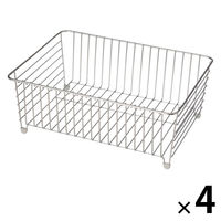【まとめ買いセット】無印良品 ステンレスバスケット 小 約幅37×奥行27×高さ15cm 1セット（1個×4） 良品計画
