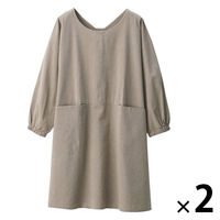 【まとめ買いセット】無印良品 着脱しやすい 割烹着 フリーサイズ ダークベージュ 1セット（1枚×2） 良品計画