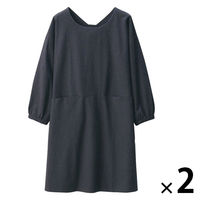【まとめ買いセット】無印良品 着脱しやすい 割烹着 フリーサイズ ダークグレー 1セット（1枚×2） 良品計画