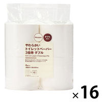 【まとめ買いセット】無印良品 やわらかいトイレットペーパー ３倍巻 ダブル ４個入り 1セット（1袋（4個入）×16） 良品計画