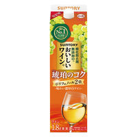 サントリー 酸化防止剤無添加のおいしいワイン。 琥珀のコク 1.8L パック 1本 白ワイン ポリフェノール2倍