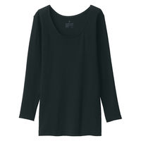 無印良品 レディース 婦人 あったか綿 Ｕネック八分袖Ｔシャツ 婦人Ｓ 黒 良品計画