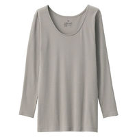 無印良品 レディース 婦人 あったか綿 Ｕネック八分袖Ｔシャツ 婦人Ｍ グレイッシュブラウン 良品計画