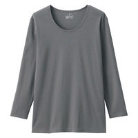 無印良品 レディース 婦人 あったか綿 厚手 Ｕネック八分袖Ｔシャツ 婦人Ｓ ミディアムグレー 良品計画