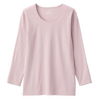 無印良品 レディース 婦人 あったか綿 厚手 Ｕネック八分袖Ｔシャツ 婦人Ｍ ライトピンク 良品計画