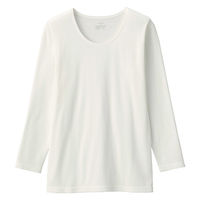無印良品 レディース 婦人 あったか綿 厚手 Ｕネック八分袖Ｔシャツ 婦人Ｍ オフ白 良品計画
