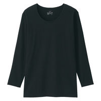 無印良品 レディース 婦人 あったか綿 厚手 Ｕネック八分袖Ｔシャツ 婦人Ｓ 黒 良品計画