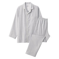 無印良品 メンズ 紳士 脇に縫い目のない フランネル長袖パジャマ 紳士ＸＬ グレー 良品計画