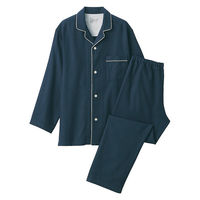無印良品 メンズ 紳士 脇に縫い目のない フランネル長袖パジャマ 紳士ＸＬ ネイビー 良品計画