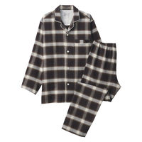 無印良品 メンズ 紳士 脇に縫い目のない フランネル長袖パジャマ 紳士ＸＬ ブラウンチェック 良品計画