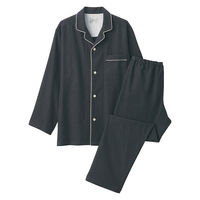 無印良品 メンズ 紳士 脇に縫い目のない フランネル長袖パジャマ 紳士Ｌ ダークグレー柄 良品計画