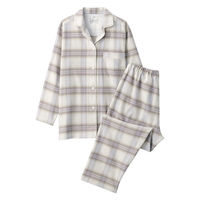 無印良品 レディース 婦人 脇に縫い目のない フランネル長袖パジャマ 婦人Ｓ ラベンダーチェック 良品計画