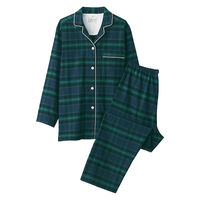 無印良品 レディース 婦人 脇に縫い目のない フランネル長袖パジャマ 婦人Ｍ ダークグリーンチェック 良品計画