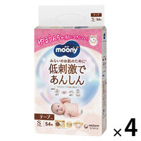ムーニー 低刺激であんしん おむつ テープ Ｓサイズ（4kg～8kg）1セット（54枚入×4パック）ユニ・チャーム