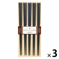 日本製木箸 23cm 黒 26527 1セット（1パック（5膳）×3）食洗機対応 カワイ