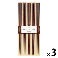 日本製木箸 23cm 茶 26534 1セット（1パック（5膳）×3）食洗機対応 カワイ