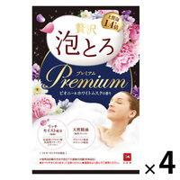 お湯物語 贅沢泡とろ プレミアム 入浴料 泡風呂 ピオニー＆ホワイトムスクの香り 40g 1セット（1個×4） 牛乳石鹸共進社