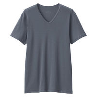 無印良品 メンズ　紳士 あったか綿 Ｖネック半袖Ｔシャツ 紳士Ｍ ダークグレー 良品計画