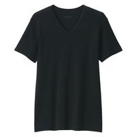 無印良品 メンズ　紳士 あったか綿 Ｖネック半袖Ｔシャツ 紳士Ｓ 黒 良品計画