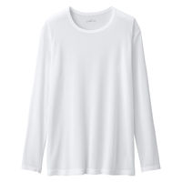 無印良品 メンズ　紳士 脇に縫い目のない なめらか クルーネック長袖Ｔシャツ 紳士Ｌ 白 良品計画