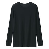 無印良品 メンズ　紳士 脇に縫い目のない なめらか クルーネック長袖Ｔシャツ 紳士Ｍ 黒 良品計画